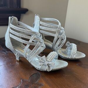 Chic Silver Strappy Heels with Bow Detail